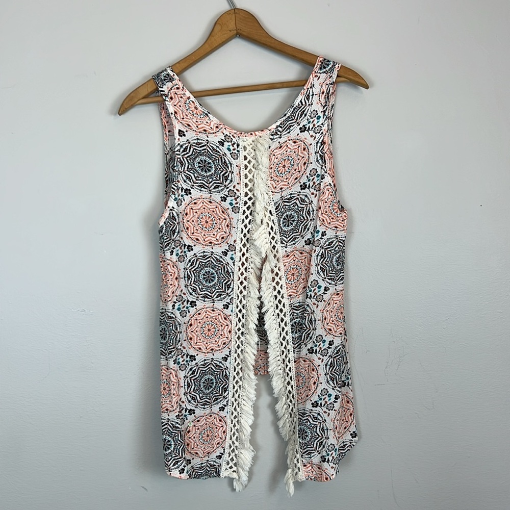 “Vintage Havana” sleeveless top fray split back women’s small